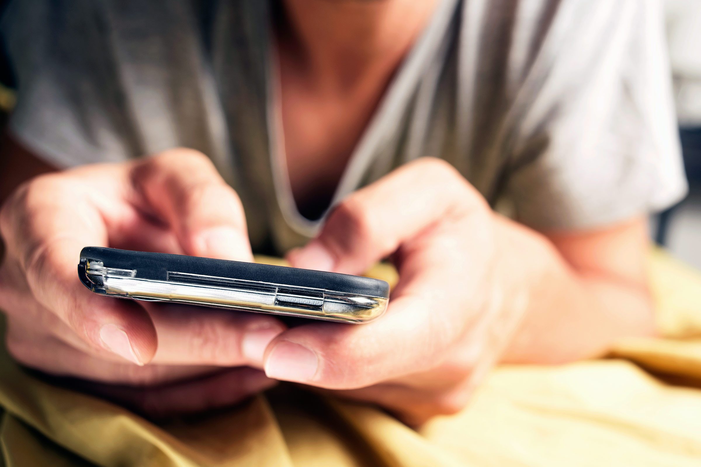 Person checking a smartphone