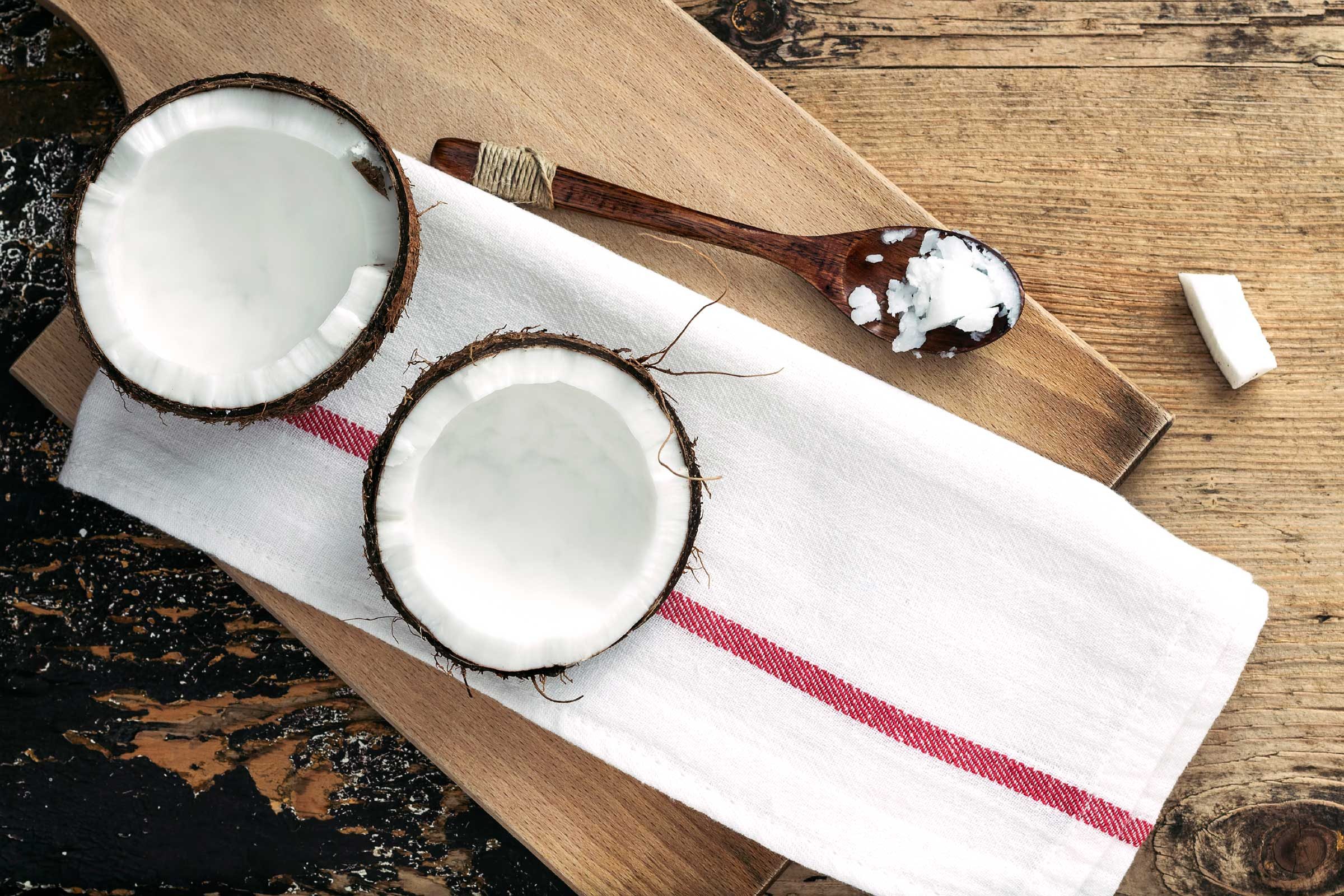 Coconut halves.