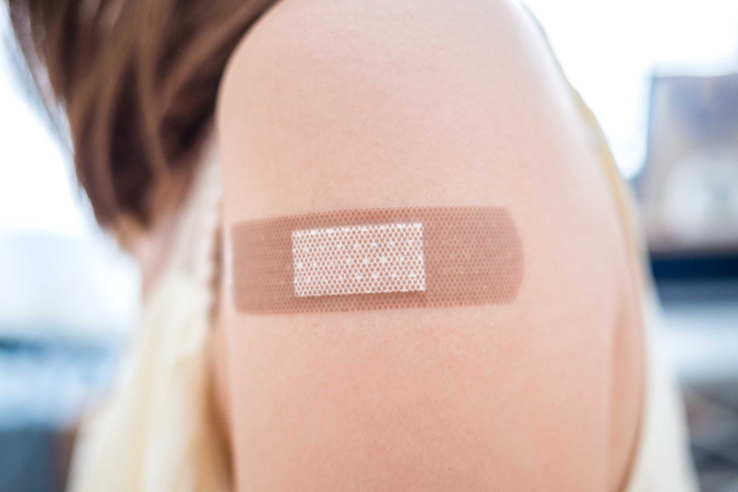 Bandage on an arm.
