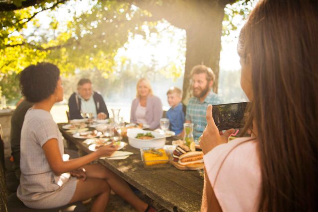 family sitting around table