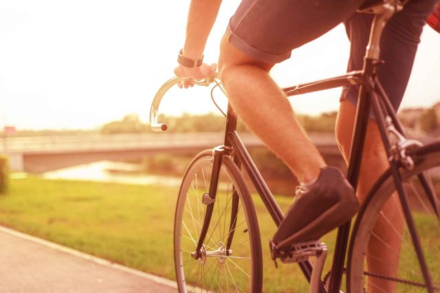 man riding bike