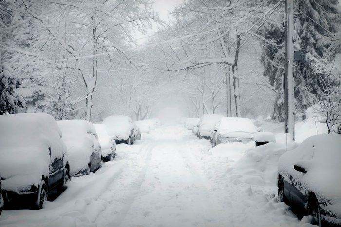 blizzard snowy street