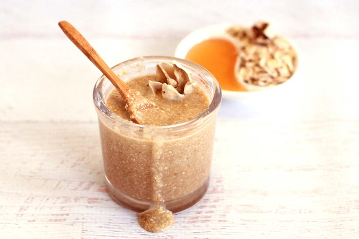 jar of brown compound used to exfoliate