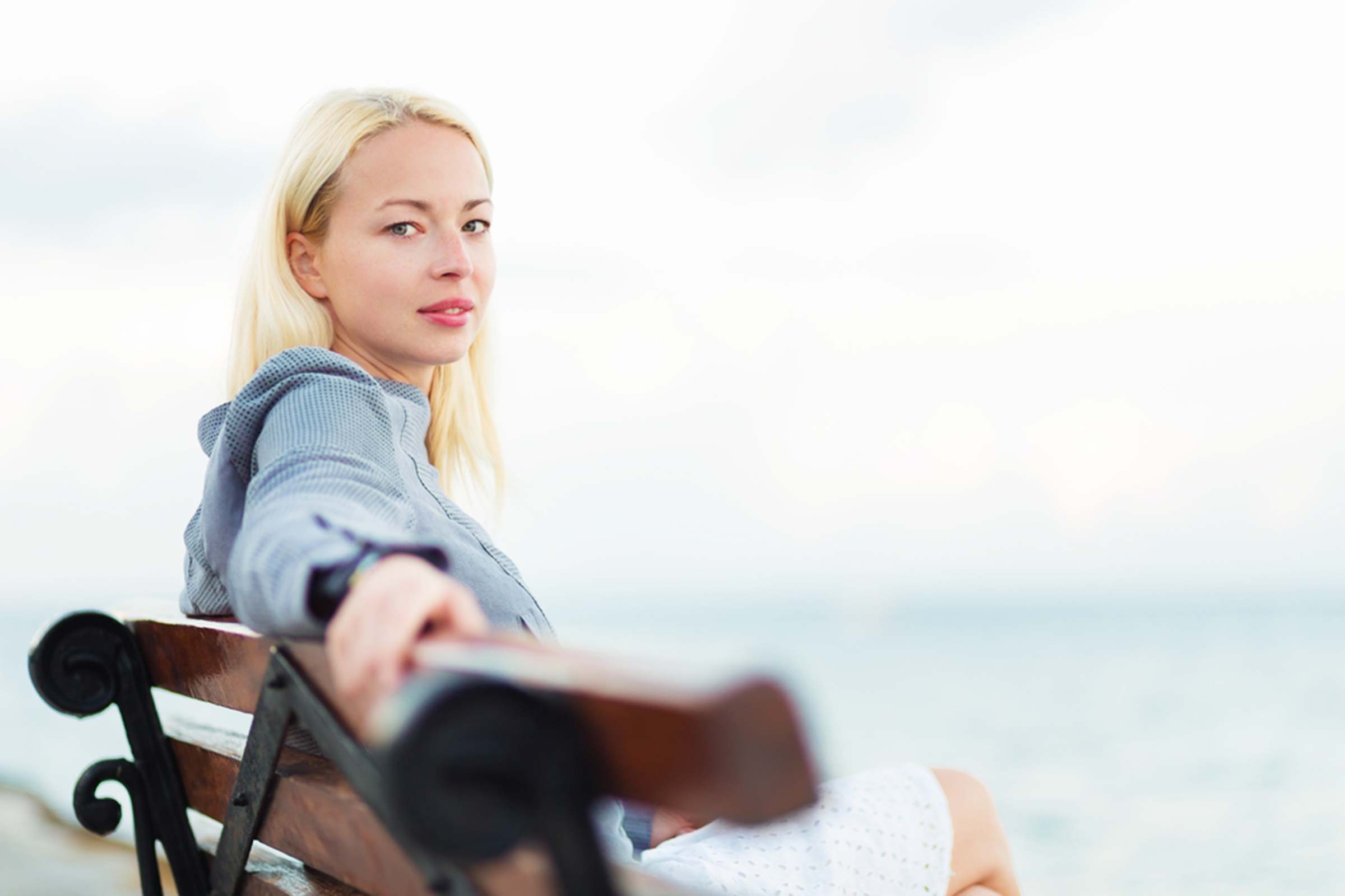 woman sitting on a bench