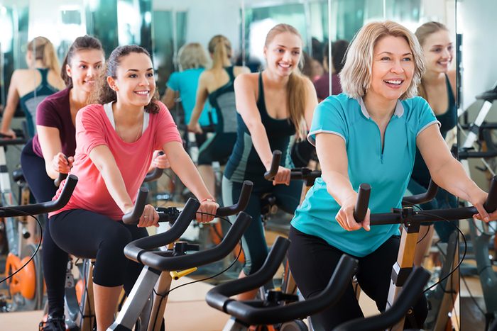 spin class at gym