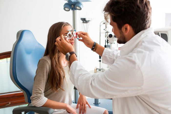 eye doctor and patient
