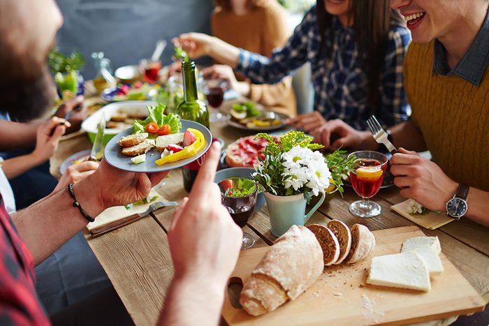 A group of people dining together