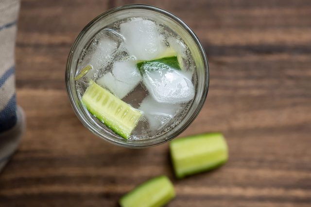 water with cucumbers