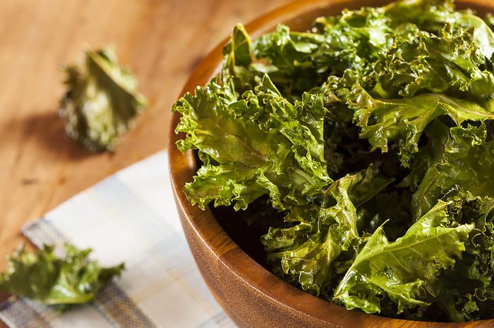 Kale in a wooden bowl