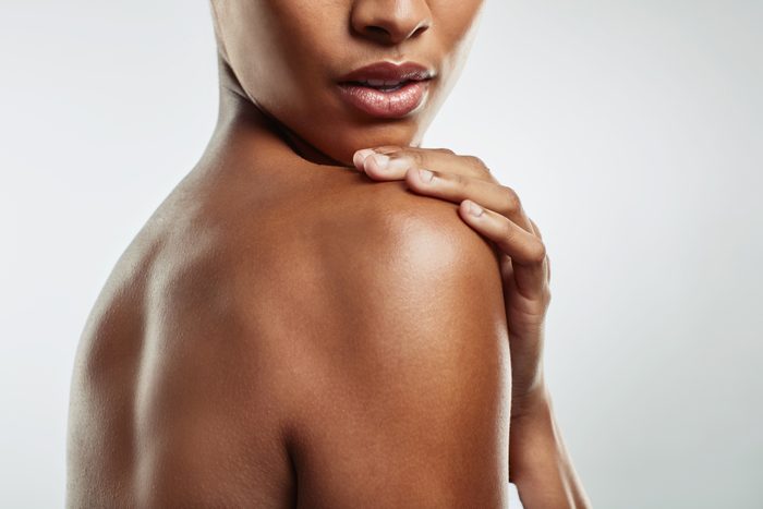close up cropped shot of woman's shoulder