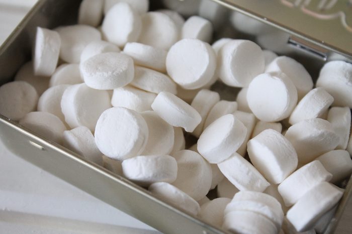 Breath mints in a tin can
