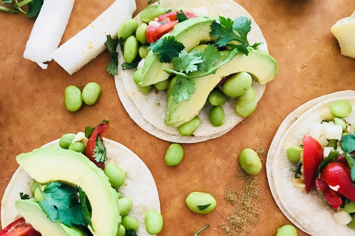 Ginger Lime Jicama and Edamame Street Tacos.