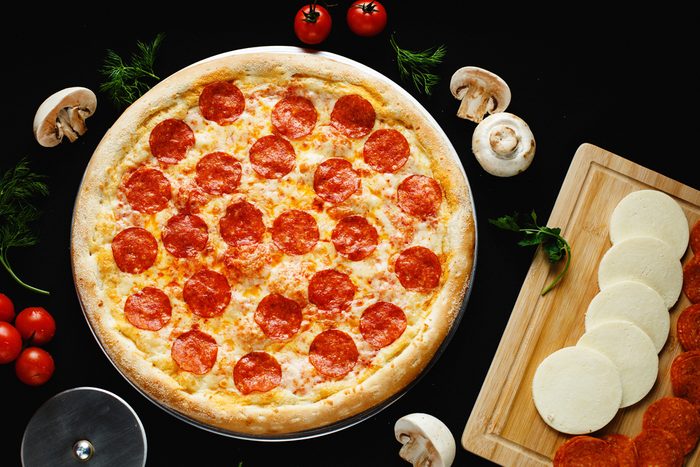 Pizza on black background