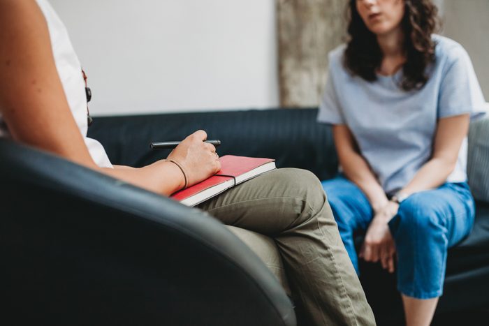 woman talking to a therapist