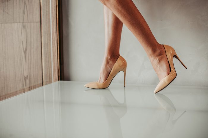 wearing high heels