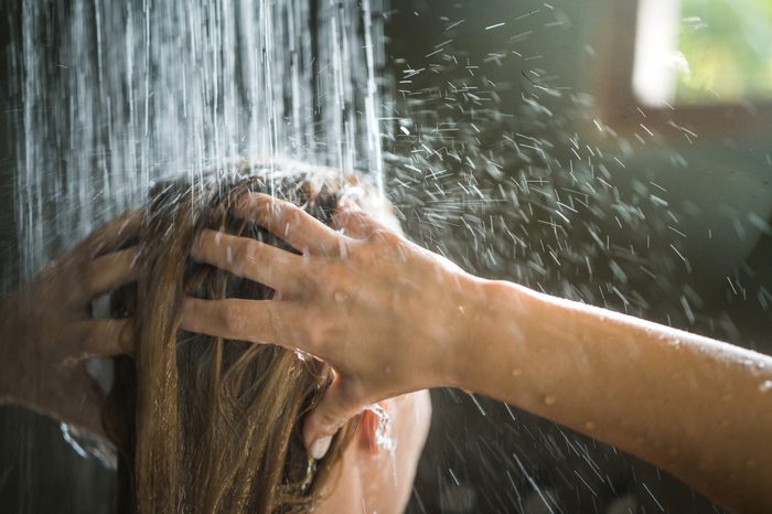 washing hair in the shower