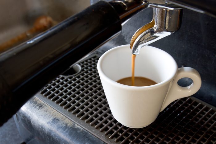 Espresso machine brewing a coffee