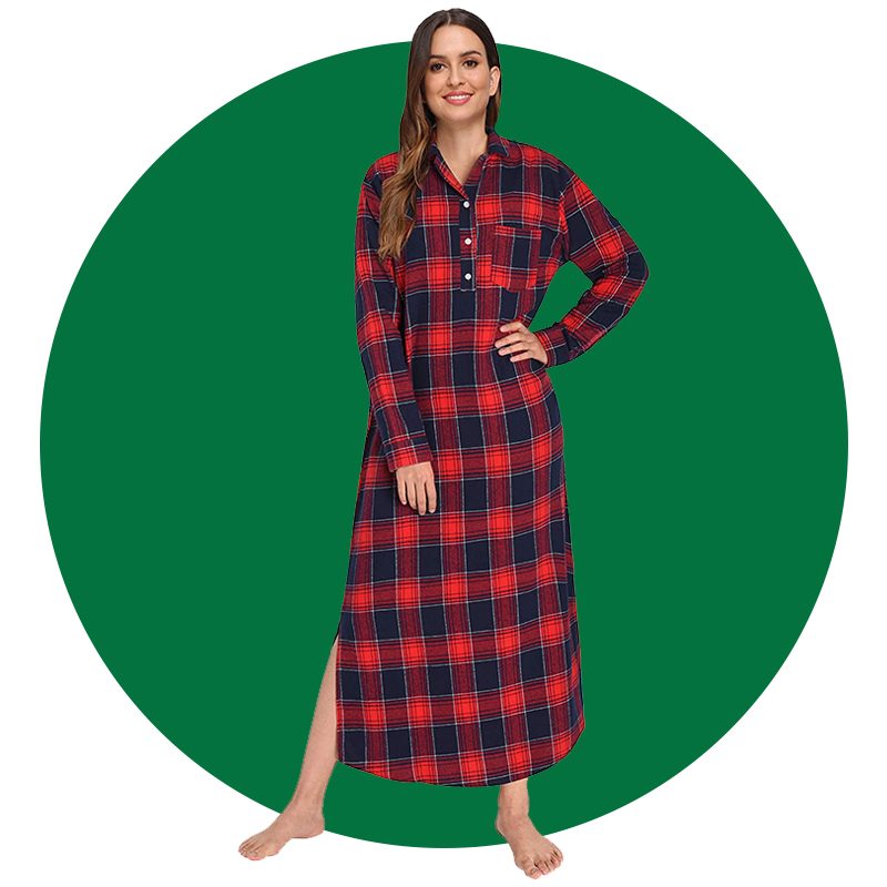 Latuza Womens Plaid Flannel Nightgowns