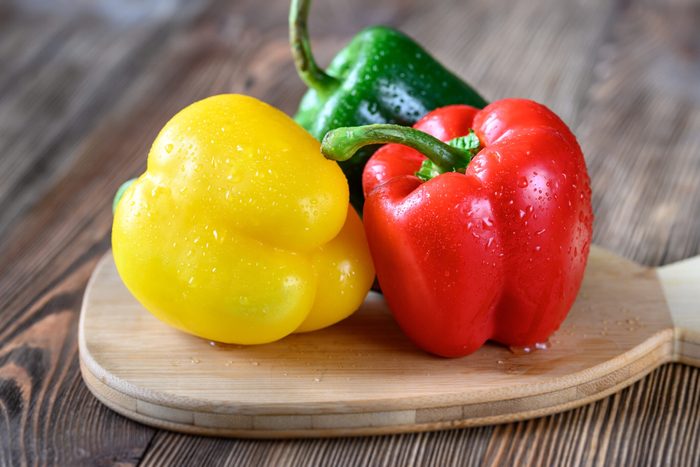 Close-up of fresh vegetables on cutting board,Romania