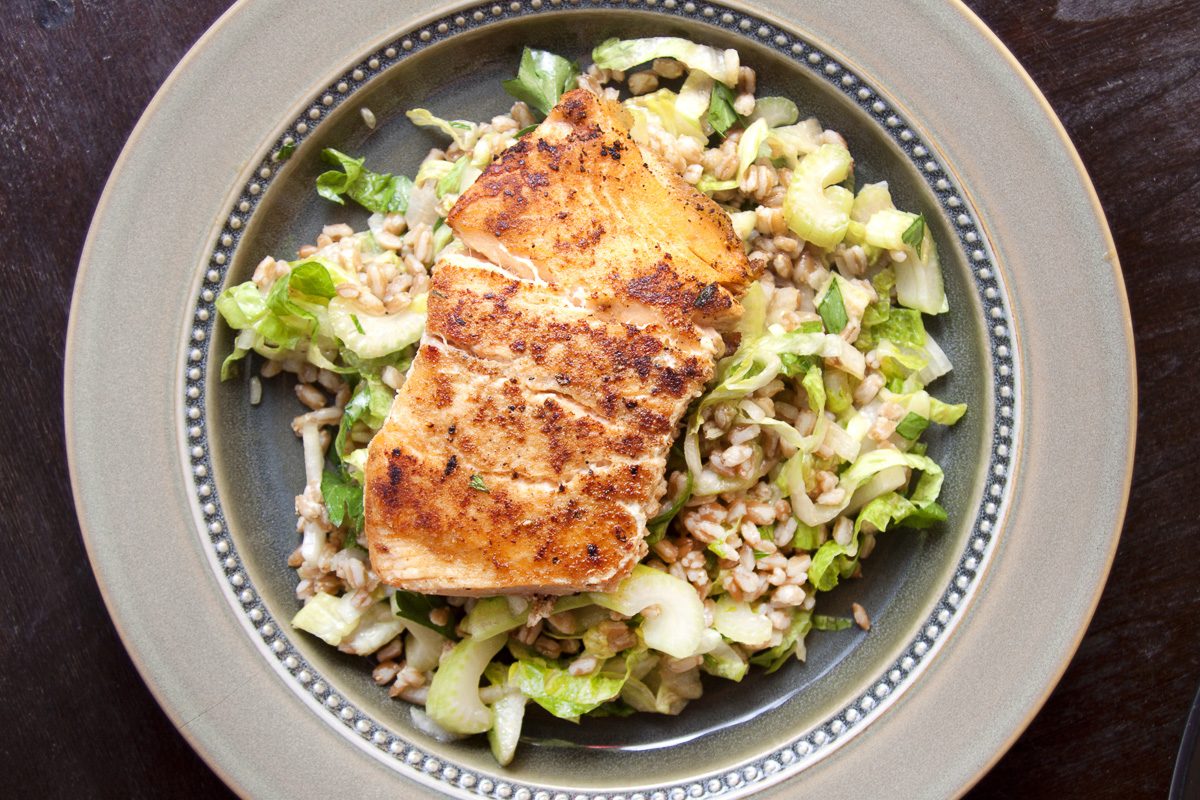 salmon with farro