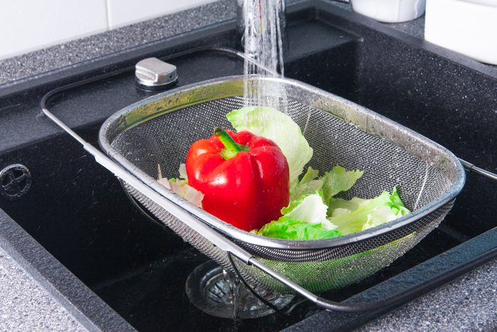Rinse vegetables with water